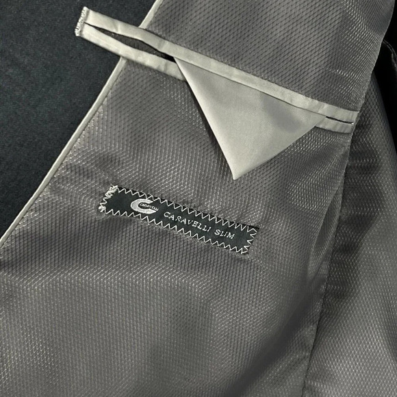 Caravelli Slim Blazer Men's Size 46S Suit Jacket 2 Button w/ Matching Vest Grey - Picture 15 of 16
